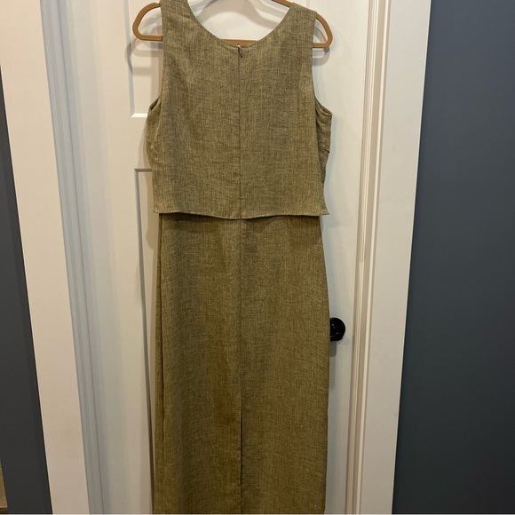 Joseph Ribkoff Women’s Sleeveless Dress Tan Layered Front Long Maxi Size 14 - Picture 7 of 10